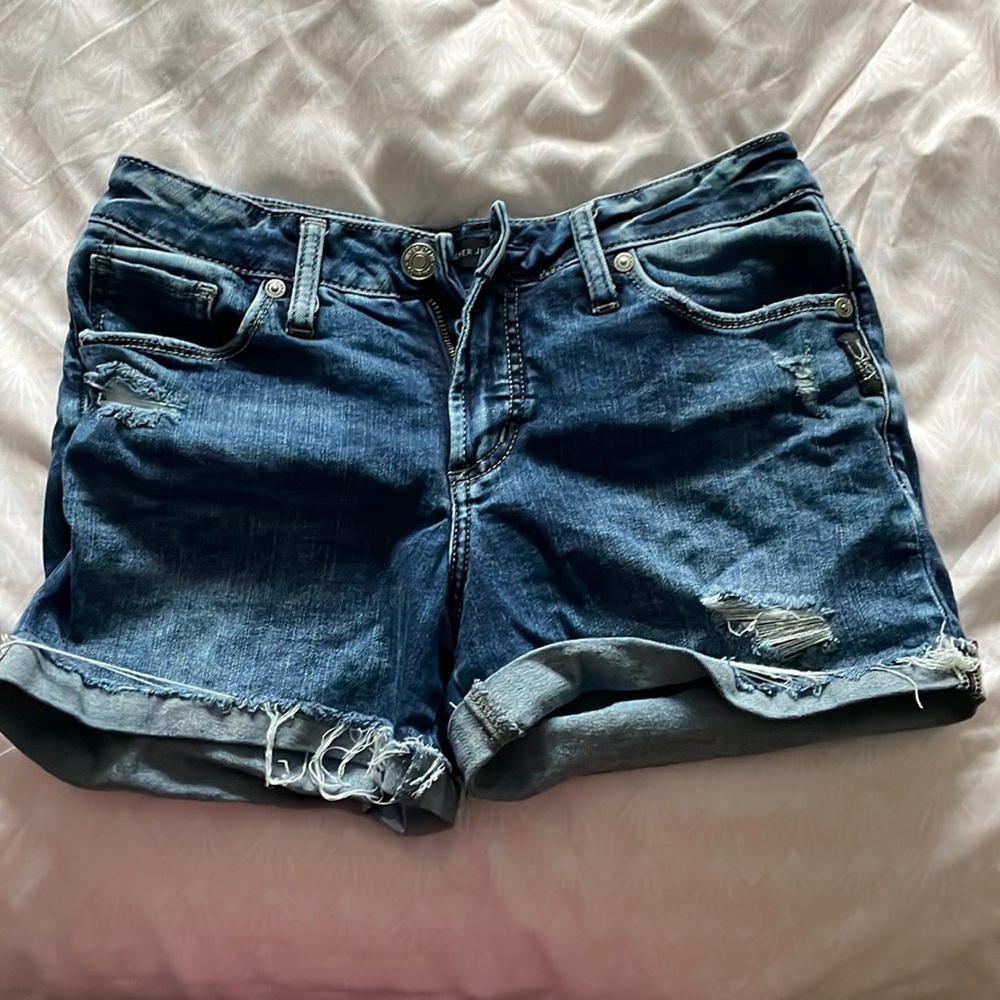 Silver jean shorts